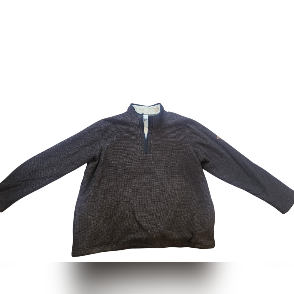 Orvis 1/4 zip sherpa lined pullover sweater for men brown
